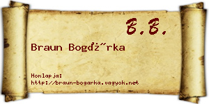 Braun Bogárka névjegykártya